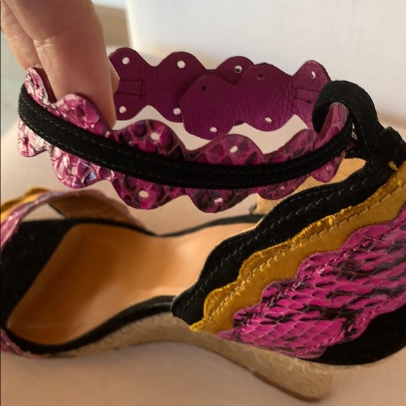 LANVIN Wedge Suede Sandals Shoes Size 39 - Picture 7 of 8